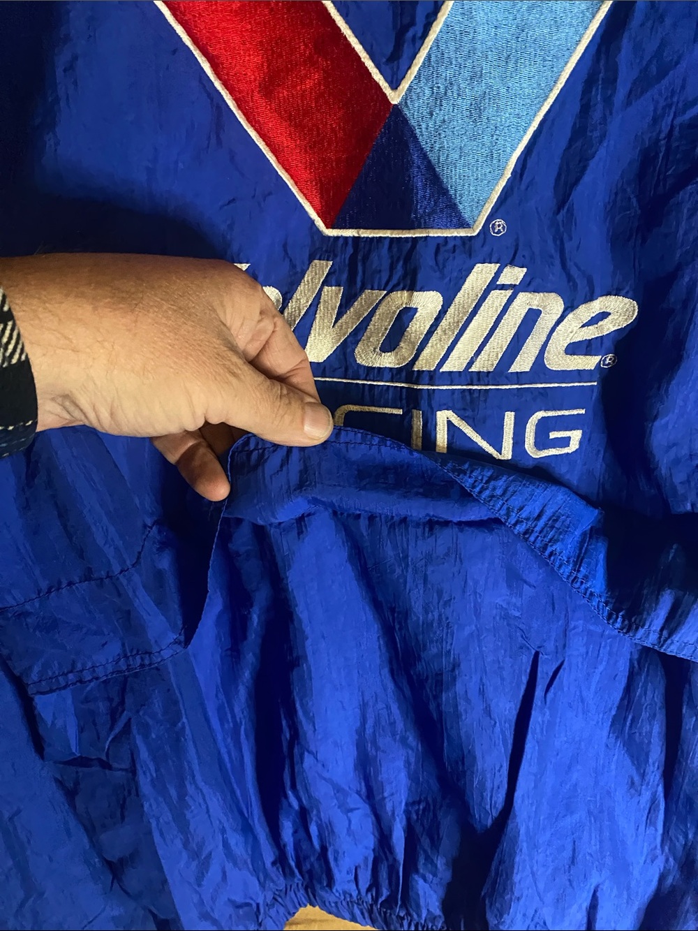 Vintage 90s Mark Martin Valvoline White & Blue Racing Windbreaker Jacket large - Picture 7 of 8